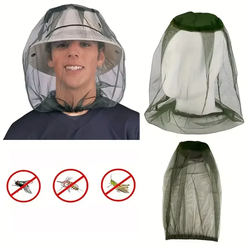 Outdoor Camping Mosquito Net - Gorro con malla antimosquitos, cubierta protectora