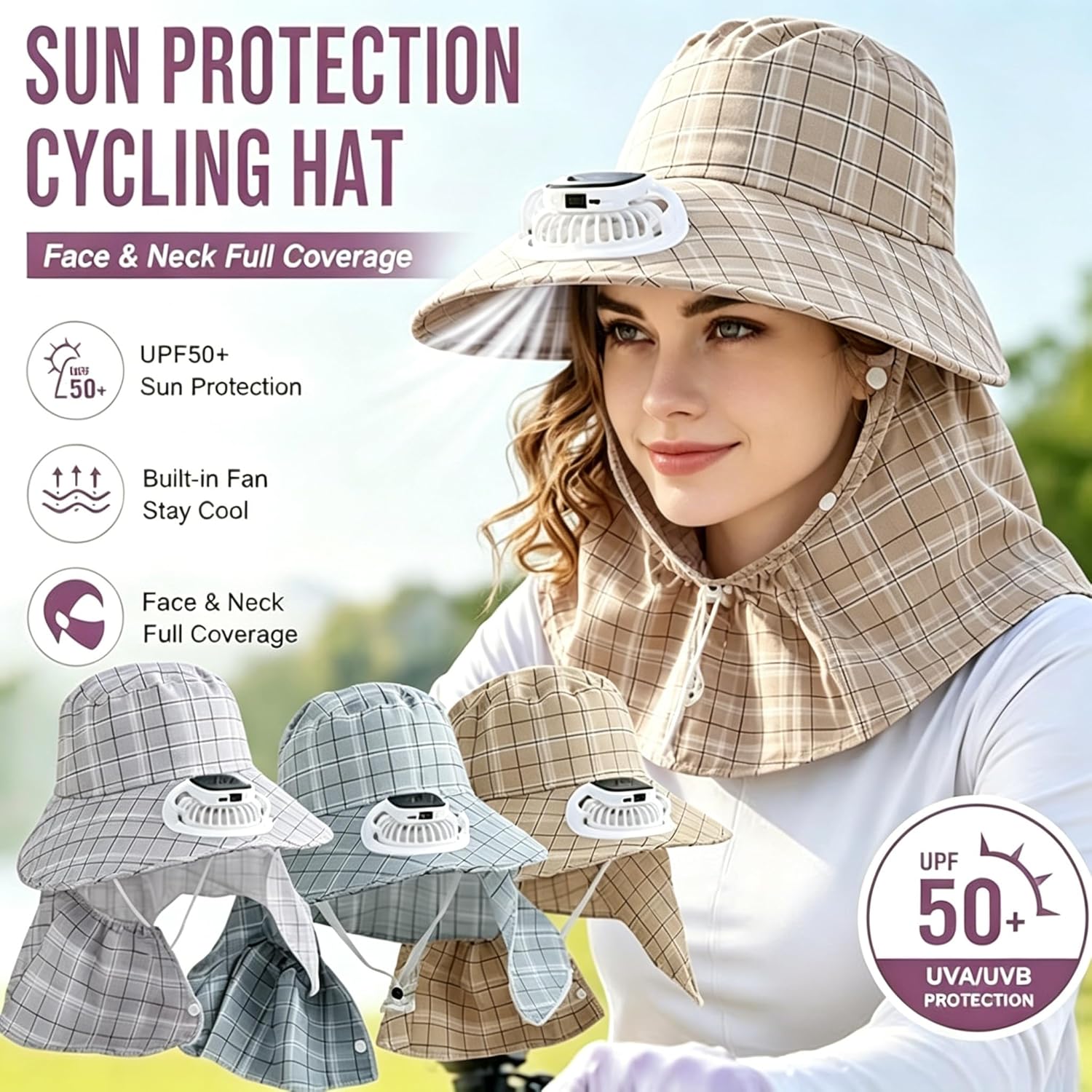 Outdoor Camping Hat - 1PC Sombrero con Ventilador de Energía