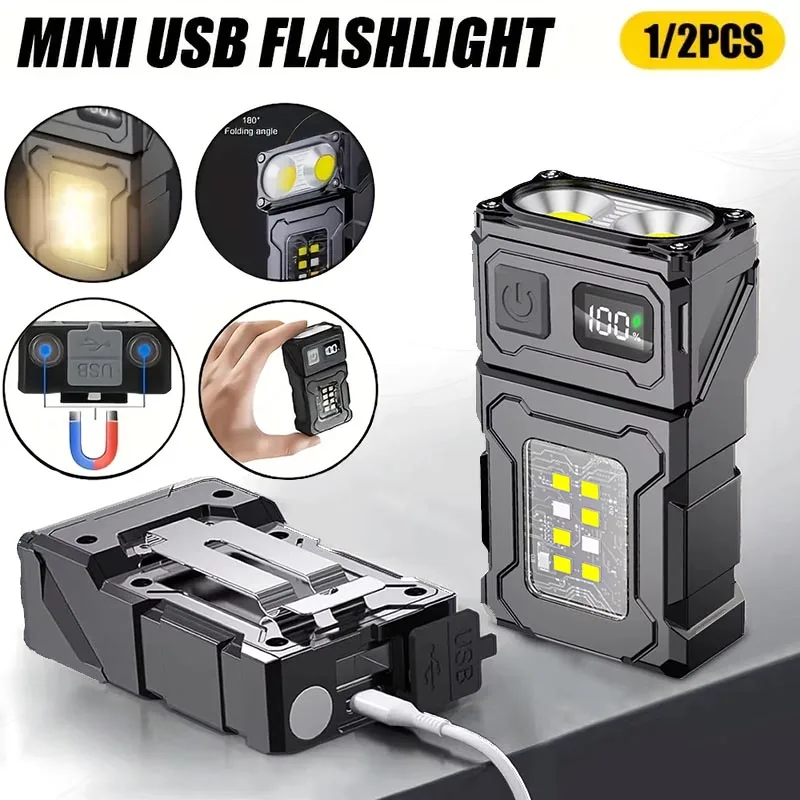 Outdoor Camping Hat - Linterna LED COB portátil, linterna recargable,