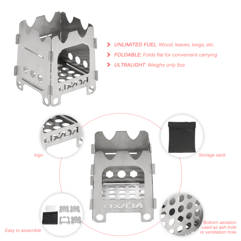 Lixada-estufa portátil de Tita - Outdoor Camping Stove Wood reseña y precio